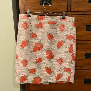 J.Crew textured pencil skirt with flowers